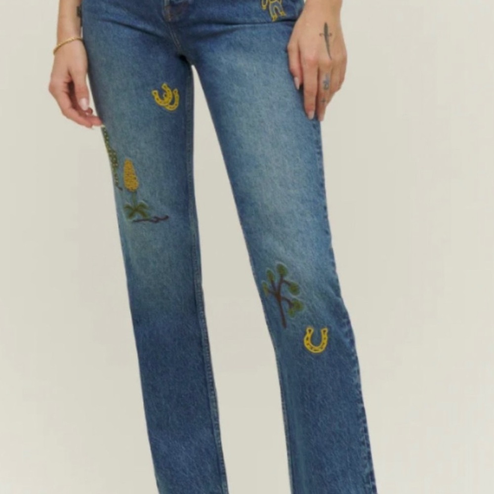 Reformation western embroidered jeans
